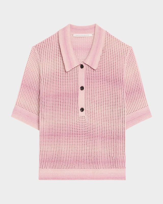 Cashmere Mesh Shrunken Polo Shirt